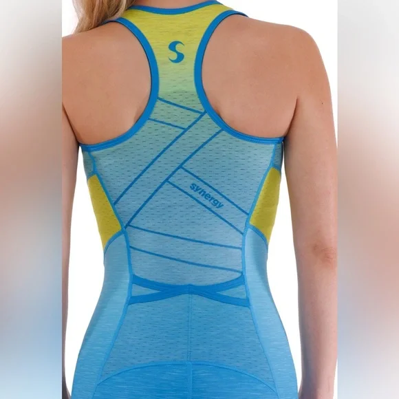 Synergy Pro Sleeveless Racerback Tri Suit in aqua NEW - Picture 4 of 15